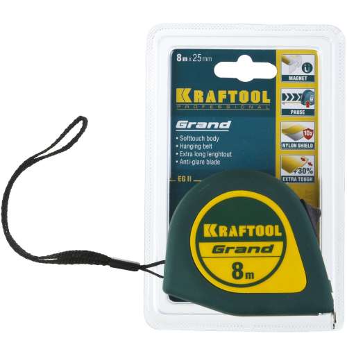 Рулетка магнит  8 м/25 мм  KRAFTOOL GRAND  (34022-08-25)