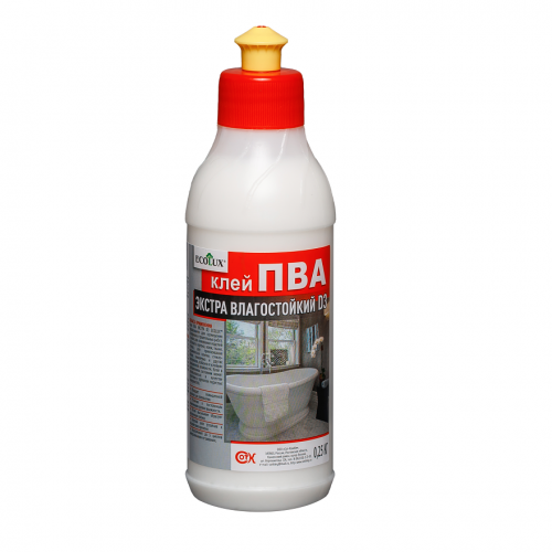 Клей ПВА "Экстра влагостойкий D3"  0,25 кг  (Ecolux)