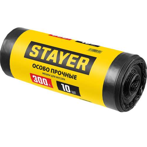 Мешки для мусора особопрочные 300 л, черные (рулон 10 шт)  STAYER (39157-300)