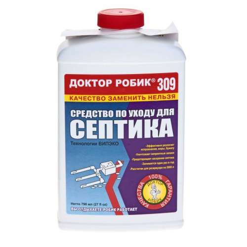 Очиститель Доктор Робик-309 для септика и выгребных ямы 798 мл