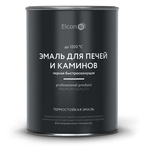 Эмаль термостойкая  ДЛЯ ПЕЧЕЙ И КАМИНОВ черный (+1200`C) 0,8 кг (Элкон)