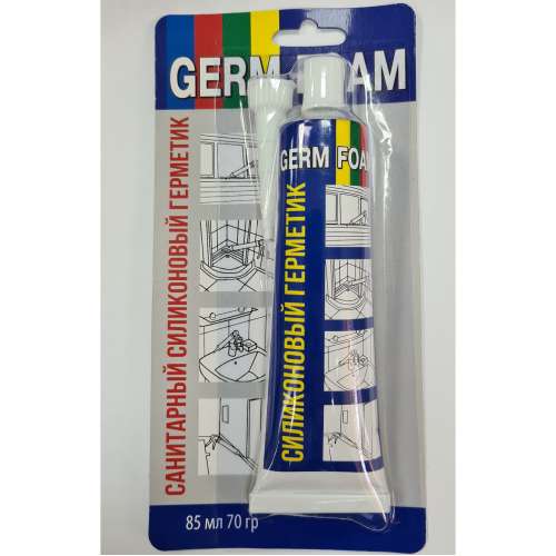 Герметик силиконовый GERM FOAM санитарный белый 85 мл/70 г (туба блистер)