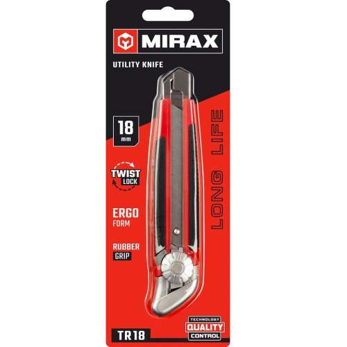 Нож 18 мм  винтовой фиксатор, обрезиненный корпус MIRAX (09128)