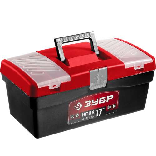 Ящик для инструментов НЕВА-17, 420 х 220 х н180 мм (17"), пластик, 1 пласт. замок  ЗУБР (38323-17)